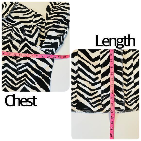 Laura Ashley Black & White Zebra Print Sequin Trim Raw Edge Jacket Women Sz 2X - Picture 11 of 11
